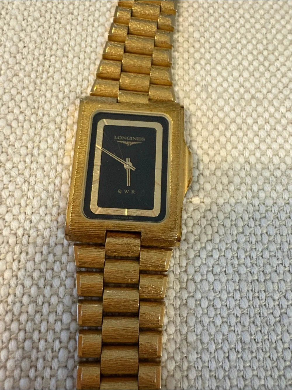 Men’s Longines 80’s Gold-Tone Bracelet Watch Olympics style with Black Dial